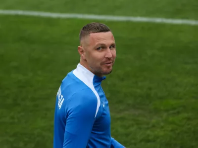 - Jasmin Kurtič,- 07.10.2024. - Tiskovna konferenca in trening slovenske nogometne reprezentance pred tekmo Konferenčne lige z Norve&scaron;ko.//FOTO: Bojan Velikonja