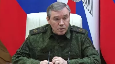In this photo, taken from video distributed by Russian Defense Ministry Press Service on Saturday, Aug. 30, 2025, Russian Chief of General Staff Gen. Valery Gerasimov speaks during a meeting with high rang officers in the area of the special military operation. (Russian Defense Ministry Press Service via AP)