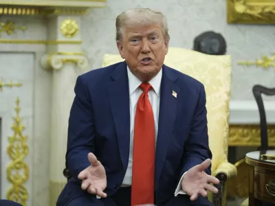 President Donald Trump speaks during a meeting with Polish President Karol Nawrocki in the Oval Office of the White House, Wednesday, Sept. 3, 2025, in Washington. (AP Photo/Evan Vucci)
