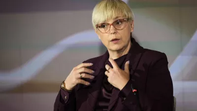 Natasa Pirc Musar, President of Slovenia speaks during a panel discussion at the annual Bled Strategic Forum gathering in Bled, Slovenia, Tuesday, Sept. 2, 2025. (AP Photo/Darko Bandic)