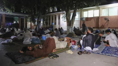 Afghans affected by a powerful earthquake that struck eastern Afghanistan on Sunday rest outside Nangarhar Regional Hospital in Jalalabad, Afghanistan, Wednesday, Sept. 3, 2025. (AP Photo/Siddiqullah Alizai)