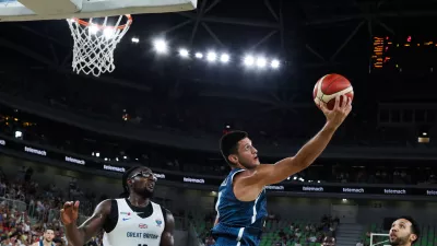 - Martin Krampelj,- 20.08.2025. - Pripravljalna tekma v ko&scaron;arki Slovenija - Velika Britanija pred odhodom na Evropsko prvenstvo na Poljskem.//FOTO: Bojan Velikonja