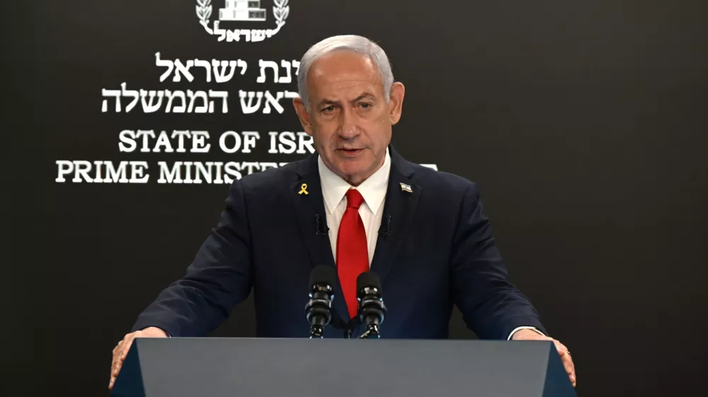 FILED - 10 August 2025, Israel, Jerusalem: Israeli Prime Minister Benjamin Netanyahu speaks during a press conference at the Prime minister's office in Jerusalem. Photo: Haim Zach/GPO/dpa - ATTENTION: editorial use only and only if the credit mentioned above is referenced in full