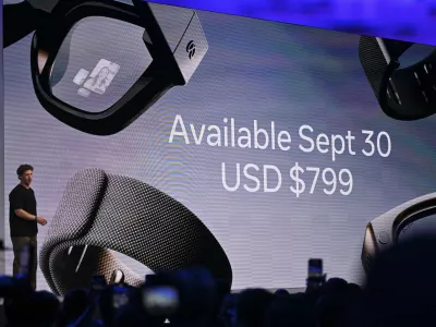 Meta CEO Mark Zuckerberg speaks during the company's Connect developer conference Wednesday, Sept. 17, 2025, in Menlo Park, Calif. (AP Photo/Nic Coury)