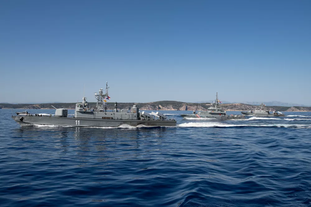 24.07.2025., Split - Hrvatska ratna mornarica izvodi vjezbu za vojni Mimohod 2025. Photo: Ministarstvo obrane Republike Hrvatske/PIXSELL