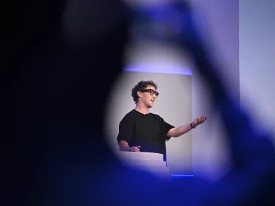 Meta CEO Mark Zuckerberg wears artificial intelligence-powered smart glasses as he speaks during the company's Connect developer conference Wednesday, Sept. 17, 2025, in Menlo Park, Calif. (AP Photo/Nic Coury)