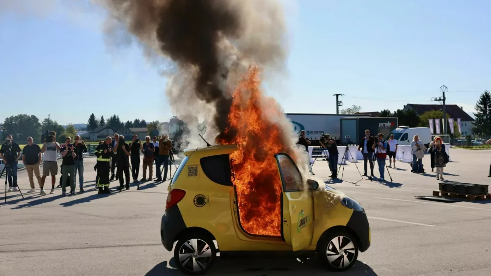Električni avto, vžig, vaja, Celje. Foto: Jaka Gasar