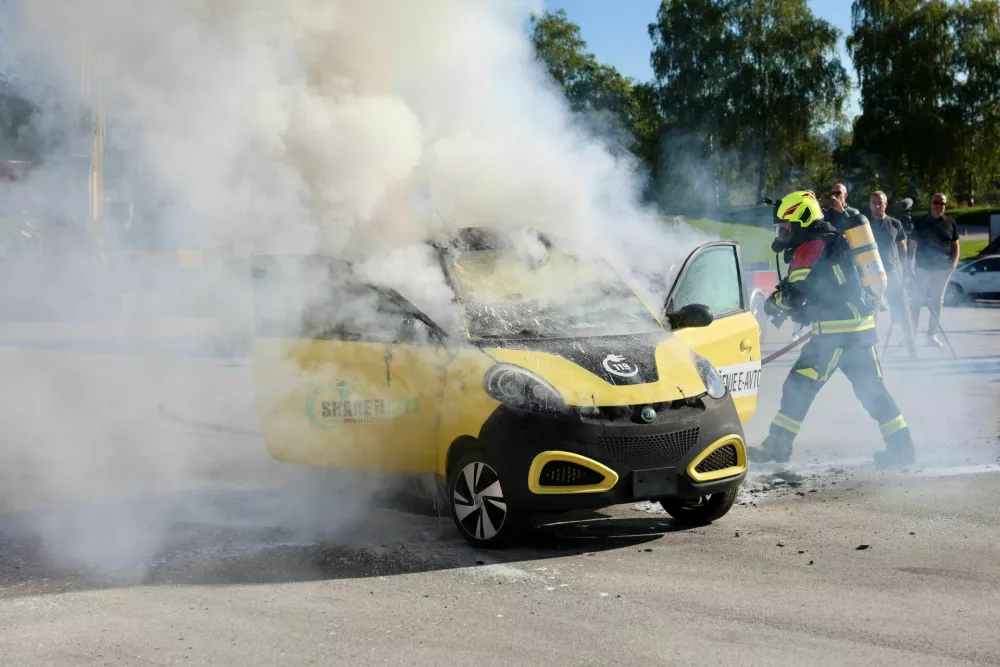 Električni avto, vžig, vaja, Celje. Foto: Jaka Gasar