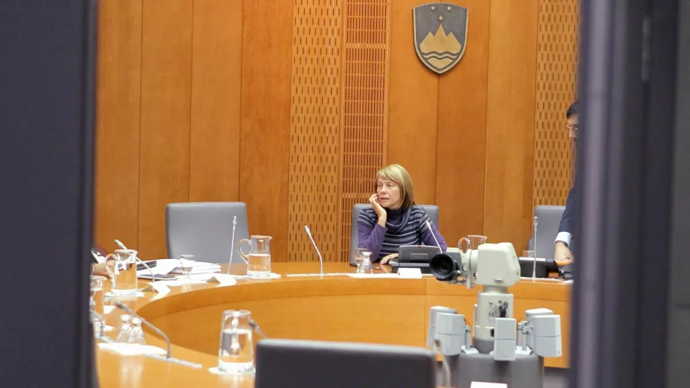 Ljubljana, DZ. Seja preiskovalne komisije DZ, ki se ukvarja z gradbenimi posli. Predsednica preiskovalne komisije Alenka Jeraj. Foto: Daniel Novakovic/STA