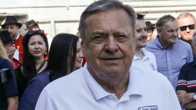 - Dr. Robert Golob, predsednik vlade RS,- Zoran Jankovič, Župan MOL,- 20.07.2025. - Svečana otvoritev prenovljenega bazena Vevče.//FOTO: Bojan Velikonja