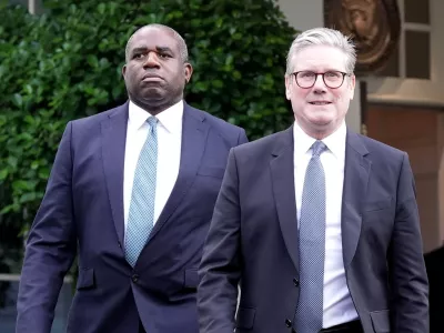 Britain's PM Keir Starmer and Foreign Secretary David Lammy, leave the White House in Washington DC following a meeting with US President Joe Biden. Picture date: Friday September 13, 2024. Stefan Rousseau/Pool via REUTERS