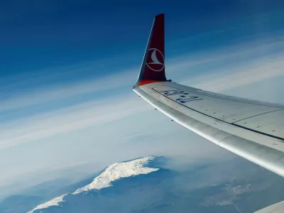 FILE PICTURE - The logo of Turkish Airlines (THY) is pictured on the wing of a Boeing 737-800 aircraft after it took off from Ataturk International airport in Istanbul, Turkey, March 24, 2017. REUTERS/Murad Sezer/File PIcture