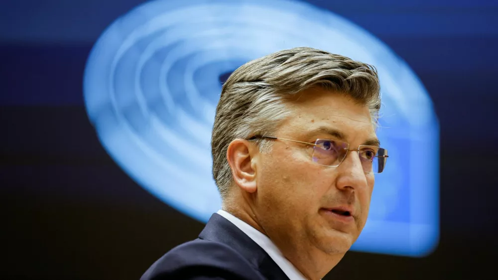 Croatian Prime Minister Andrej Plenkovic appears in European Parliament for a debate, ahead of the parliament next month issuing its opinion on Croatia's bid to adopt the euro currency from January 1, 2023, in Brussels, Belgium June 22, 2022. REUTERS/Johanna Geron