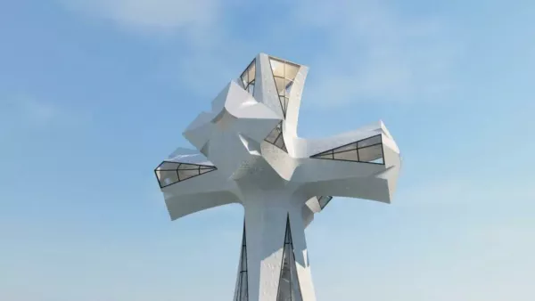 Tak&scaron;en je križ na stolpu Jezusa Kristusa na barcelonski baziliki Sagrada Fam&iacute;lia. / Foto: arhiv bazilike