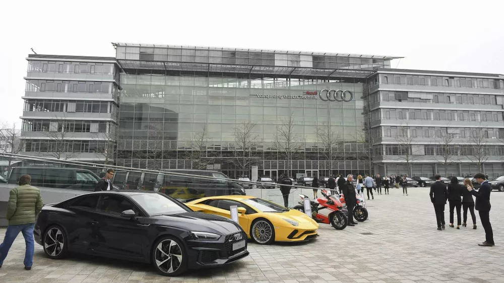 Audi cars are parked in front of the company's headquarters in Ingolstadt, Germany, March 15, 2017.   REUTERS/Lukas Barth