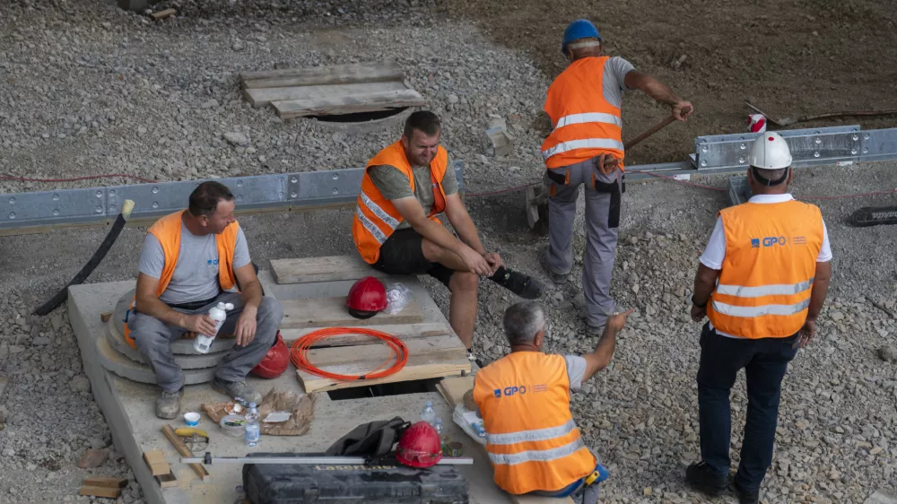 železni&scaron;ka postaja Ljubljanadelavcivarnost pri delu29.08.2025 - Ozelenjevanju nadstre&scaron;nic nad železni&scaron;kimi peroni - gradbi&scaron;če - gradnja glavne železni&scaron;ke postaja LjubljanaFoto: Nik Erik Neubauer 