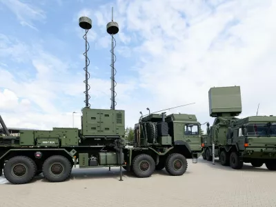 25 July 2025, Bavaria, R&ouml;thenbach An Der Pegnitz: The IRIS-T SLM system can be seen during the visit of Federal Minister of Economics Reiche to the Diehl Defence site. Photo: Daniel L&ouml;b/dpa,Image: 1025656466, License: Rights-managed, Restrictions: GERMANY OUT, Model Release: no