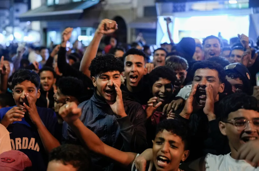 Youth take part in anti-corruption protests calling for education and healthcare reforms, in Rabat, Morocco, Tuesday, Sept. 30, 2025. (AP Photo/Mosa'ab Elshamy)