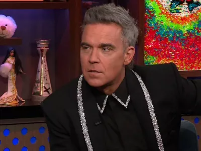 17-1-2025Robbie Williams Jokes on WWHL That His New Veneers Are 'Not Like the Yellow Knobs that I Used to Have',Image: 954571039, License: Rights-managed, Restrictions:, Model Release: no