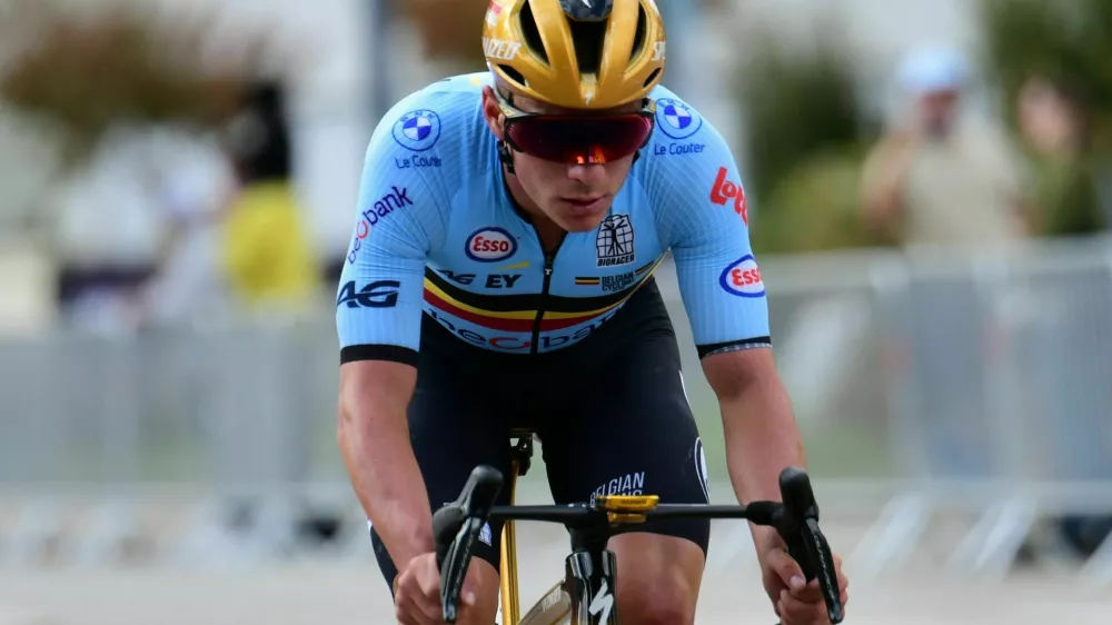 Belgian cyclist Remco Evenepoel wins a silver medal in the Men's Elite Road Race at the 2025 UEC European Road Championships, between Privas and Guilherand-Granges, France, on October 5, 2025. (Photo by Romain Doucelin/NurPhoto)NO USE FRANCE