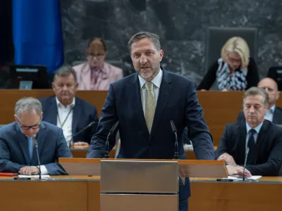 Ljubljana, DZ.Izredna seja DZ, na kateri so predstavili proracunski memorandum 2026-2027, predlog sprememb proracuna RS za leto 2026 in predlog proracuna RS za leto 2027.Minister za finance Klemen Bostjancic.
