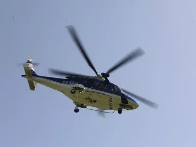 28.8.2025 - Policija - Policijski helikopter -  policijski kamp za srednje&scaron;olceFoto: Luka Cjuha