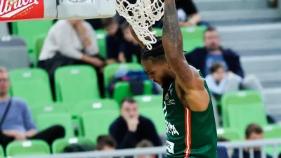 DJ Stewart in action during ABA League 2025/2026 basketball match between Cedevita Olimpija (SLO) and Mega Superbet (SRB) in SRC Stozice, Ljubljana, Slovenia on October 5, 2025. Photo: Filip Barbalic