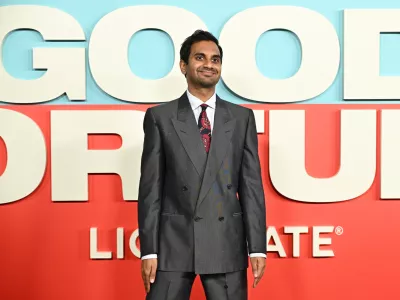Aziz Ansari attends the special screening of "Good Fortune" at AMC Lincoln Square on Monday, Oct. 13, 2025, in New York. (Photo by Evan Agostini/Invision/AP)