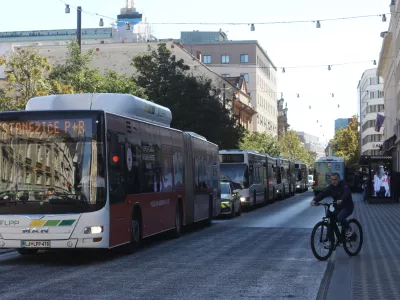 7.10.2025 - Gneča, zastoj, Slovenska cesta, Avtobusi LPPFoto: Luka Cjuha