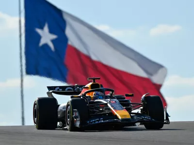 Oct 17, 2025; Austin, TX, USA; Oracle Red Bull Racing driver Max Verstappen (1) of Team Netherlands drives during qualifying for the Sprint race in the US Grand Prix at Circuit of The Americas Austin. Mandatory Credit: Jerome Miron-Imagn Images