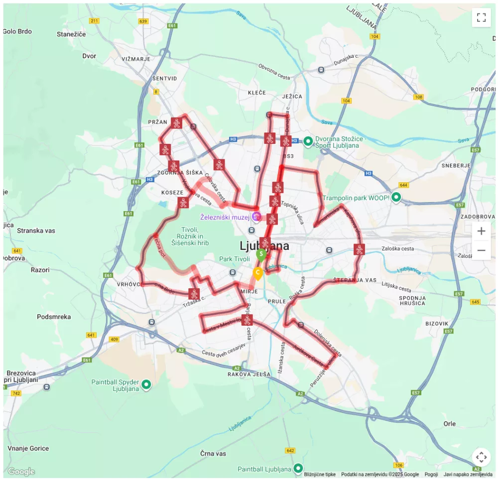 Zemljevid trase maratona