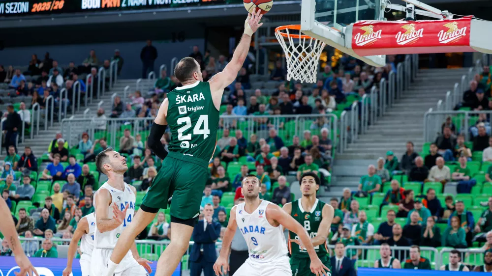 David &Scaron;kara during ABA League 2025/2026 basketball match between Cedevita Olimpija (SLO) and Zadar (CRO) in SRC Stozice, Ljubljana, Slovenia on October 19th, 2025.