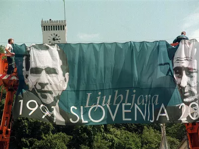 Bush - Putin, ljubljanski grad, plakat, Slovenija - Ljubljana