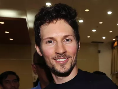 FILE - Telegram co-founder Pavel Durov smiles following his meeting with Indonesian Communication and Information Minister Rudiantara in Jakarta, Indonesia, on Aug. 1, 2017. (AP Photo/Tatan Syuflana, File)