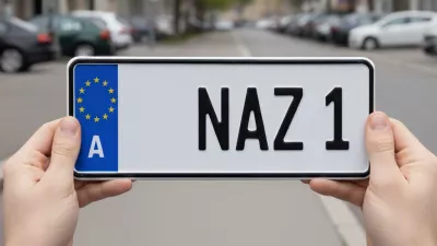 Slika je bila ustvarjena s pomočjo umetne inteligence in je ilustracija resničnega napisa na registrski tablici. / Foto: Google Gemini