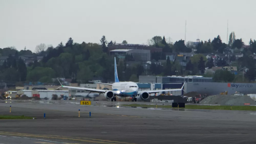 A Boeing 737 MAX plane, intended for China's Xiamen Airlines, arrives at King County International Airport after returning from China due to ongoing tariff disputes, in Seattle, Washington, U.S. April 19, 2025. REUTERS/Dan Catchpole