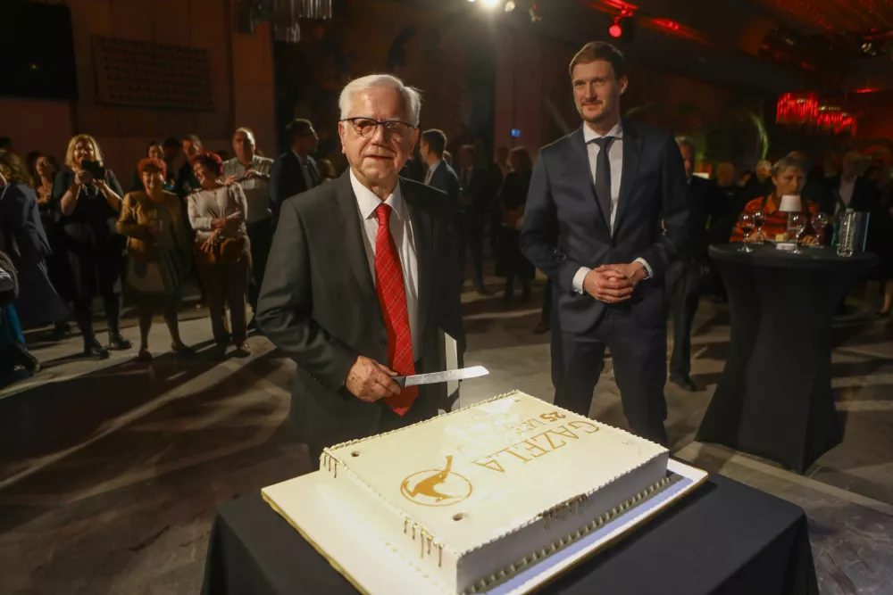 Bogomir Stra&scaron;ek, Simon Mesec23.10.2025 - Gazela 2025 - sklepna prireditev Slovenska gazela 2025 v organizaciji časnika Dnevnik, slavnostna razglasitev zlate Gazele za leto 2025. Cankarjev dom //FOTO: Luka Cjuha