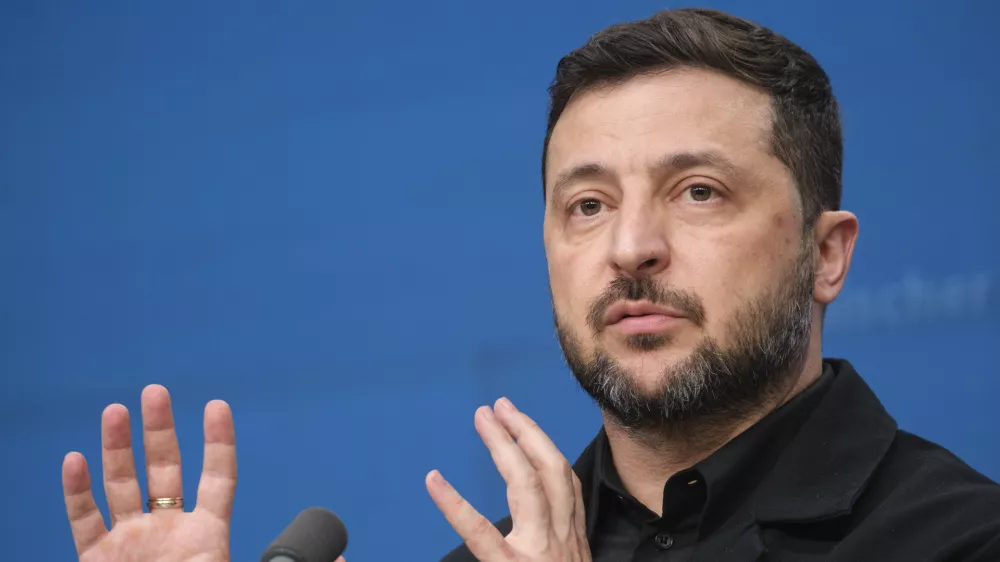 Belgija, Bruselj.Izjava za medije predsednika Ukrajine Volodimirja Zelenskega ob koncu vrha EU.