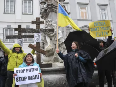 - 25.02.2022 - protest proti vojni v Ukrajini &ndash; drugi dan voja&scaron;ke agresije Rusije na Ukrajino  /FOTO: Jaka Gasar / Foto: Jaka Gasar
