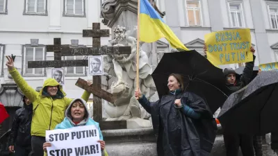 - 25.02.2022 - protest proti vojni v Ukrajini &ndash; drugi dan voja&scaron;ke agresije Rusije na Ukrajino  /FOTO: Jaka Gasar / Foto: Jaka Gasar