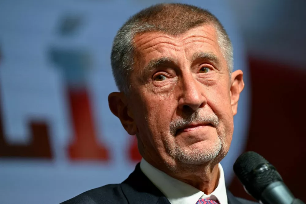 FILE PHOTO: Leader of ANO party Andrej Babis looks on as he speaks during a press conference after the preliminary results of the parliamentary election, at the party's election headquarters in Prague, Czech Republic, October 4, 2025. REUTERS/Radovan Stoklasa/File Photo