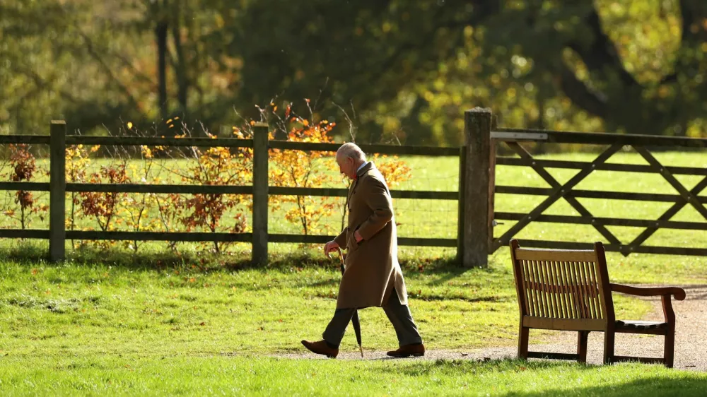 Britain's King Charles leaves following a church service at St. Mary Magdalene Church, on the Sandringham Estate, where Andrew Mountbatten Windsor, younger brother of Britain's King Charles, will move, following the king's decision to strip him of his title of prince and evict him from his Windsor residence, in Norfolk, Britain, November 2, 2025. REUTERS/Chris Radburn