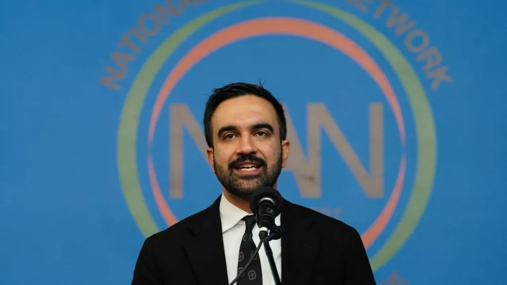 Democratic candidate for New York City mayor, Zohran Mamdani, delivers remarks at the National Action Network House of Justice on the final weekend before the 2025 mayoral election in New York City, U.S., November 1, 2025.  REUTERS/Ryan Murphy