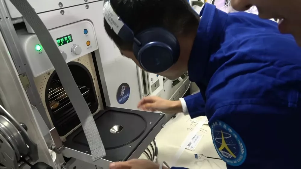 Ferrari Press AgencySpace Oven 1Ref 1727705/11/2025 See Ferrari textPicture MUST credit: Astronaut Center of China Chinese astronauts have been able to tuck into chicken and steak &mdash; cooked in a specially made zero-gravity oven aboard the country's space station.The oven uses hot-air and was developed to help improve the morale and health of crews aboard the orbiting Tiangong space craft.While astronaut meals are nutritious, consisting of things like tinned fish, pre-prepared thermostabilized meat and re-constituted eggs.The Astronaut Center of China says that the new oven was delivered to the Tiangong space lab aboard a Shenzhou-21 crewed spacecraft on October 31.It is described as a sophisticated piece of equipment needed to overcome a number of problems for cooking in space.OPS:Astronauts abord China's Tiangong space station use the new oven to cook chicken and steakPicture supplied by Ferrari,Image: 1050478065, License: Rights-managed, Restrictions:, Model Release: no