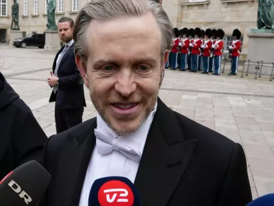 U.S. Ambassador to Denmark Ken Howery talks to journalists outside Christiansborg palace in Copenhagen, Denmark, November 5, 2025. REUTERS/Tom Little
