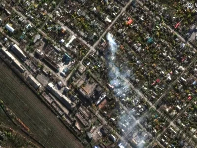 A satellite image shows smoke rising in a residential area amid Russia's attack on Ukraine, in the eastern Ukrainian city of Pokrovsk, Donetsk region, Ukraine, November 3, 2025. Satellite image &copy;2025 Vantor/Handout via REUTERS THIS IMAGE HAS BEEN SUPPLIED BY A THIRD PARTY. NO RESALES. NO ARCHIVES. MANDATORY CREDIT DO NOT OBSCURE LOGO