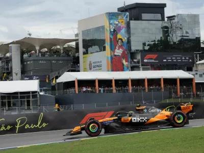 Formula One F1 - Sao Paulo Grand Prix - Autodromo Jose Carlos Pace, Sao Paulo, Brazil - November 8, 2025 McLaren's Lando Norris in action during the sprint race REUTERS/Ricardo Moraes