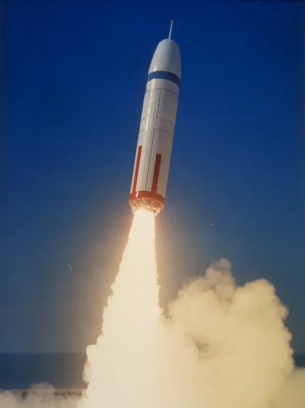This undated picture provided by the Lockheed Martin Corporation shows the launch of a Trident missile. As of mid-2010, 12 operational U.S. nuclear-missile submarines carry a total of 288 Trident missiles. A movement is growing worldwide to abolish nuclear weapons, encouraged by President Barack Obama's endorsement of that goal. But "realists" argue that more stability and peace must first be achieved in the world. (AP Photo/Lockheed Martin Corporation)