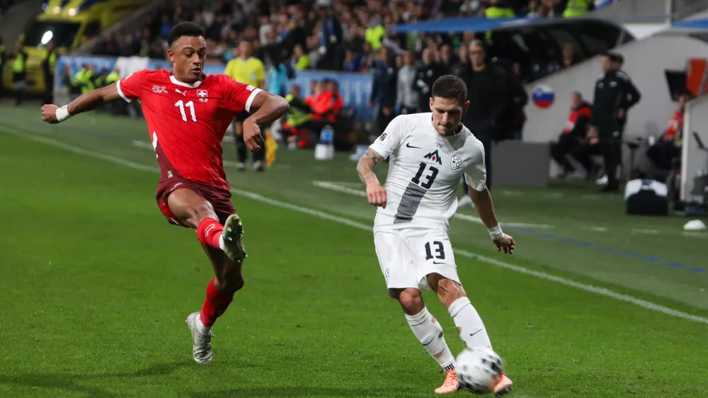  - Erik Janža,- 13.10.2025. - Kvalifikacije za svetovno prvenstvo v nogometu 2026 Slovenija - &Scaron;vica.//FOTO: Bojan Velikonja