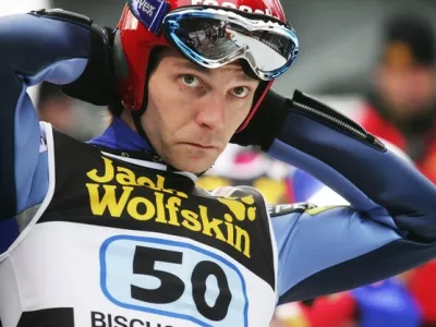 BISCHOFSHOFEN, AUSTRIA - JANUARY 06: Janne Ahonen of Finland looks on during the FIS Ski Jumping World Cup event at the 58th Four Hills Ski Jumping Tournament on January 06, 2010 in Bischofshofen, Austria. (Photo by Alex Domanski/NordicFocus/Getty Images)